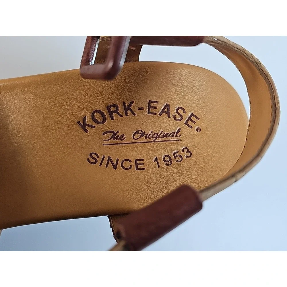 Kork‎ Ease Keirn Cork Leather Platform Wedge Sandal w/ Ankle Strap Sz 8M